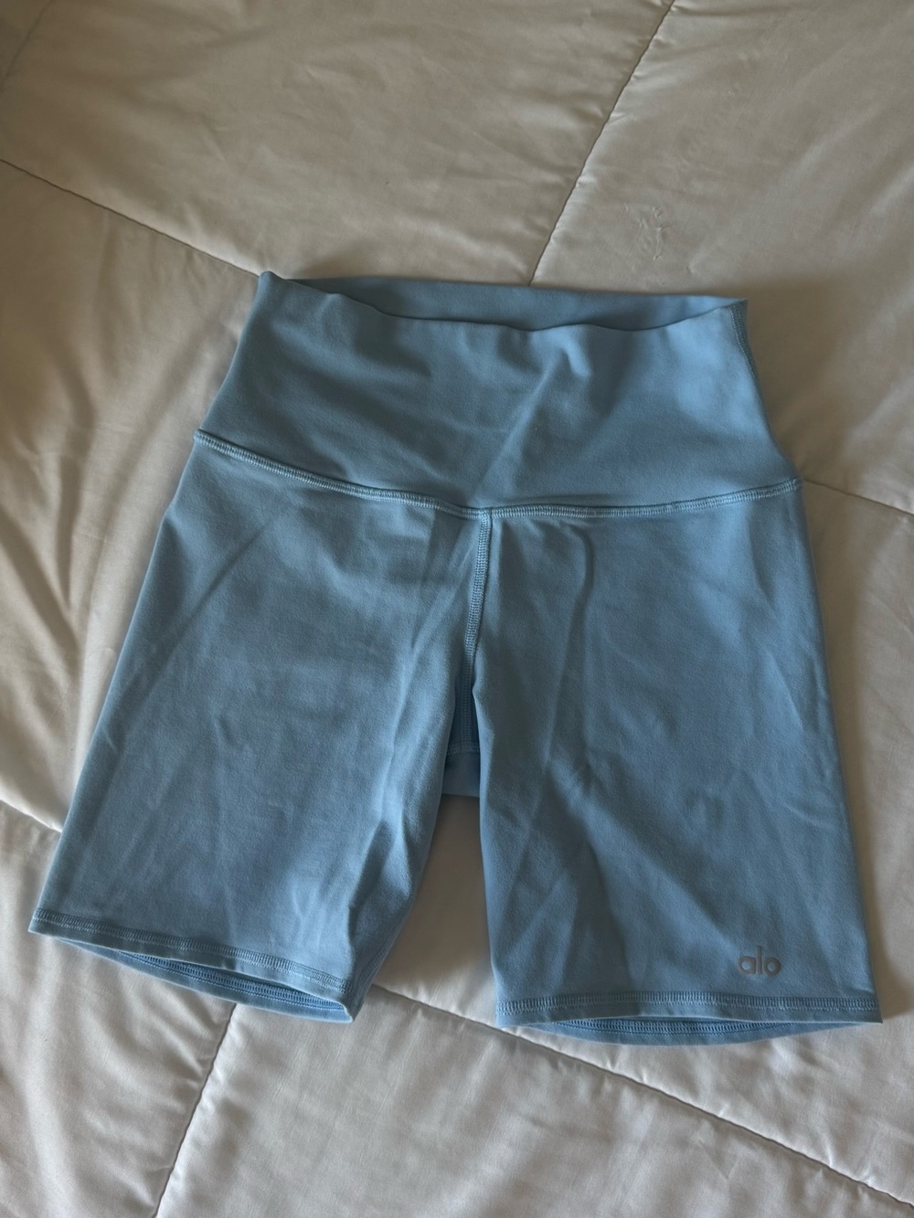 ALO Yoga Sky Blue High-Rise Bike Shorts